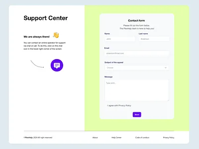 Support Center | Contact form contact form design footer form input support ui