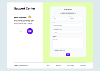 Support Center | Contact form contact form design footer form input support ui