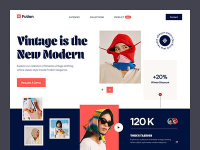 Fashion Ecommerce Header-Fution cloth website clothing brand e commerce ecommerce ecommerce website fashion fashion web header landing page online store shopify shopify website shopping ui design ux web web design web header website website re design