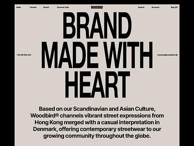Woodbird bold brand che clean e commerce editorial grey grid layout swiss title typo typography ui ux valery che web