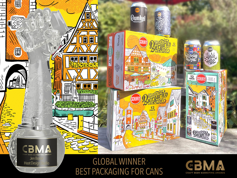 Schlafly Beer Packaging & Case Design for Biergarten award winning beer beer case beer design beer packaging bier biergarten cans case colorful craft beer design agency design studio german german house illustration illustration studio packaging packaging design schlafly