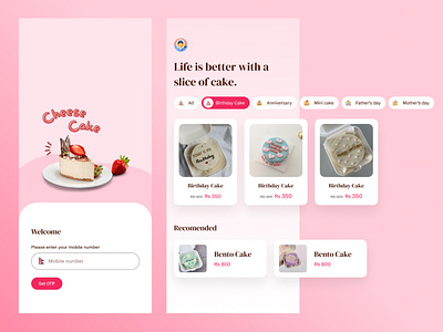 Delicious Cake Ordering App Design branding business cake color design mobile typo typography ui