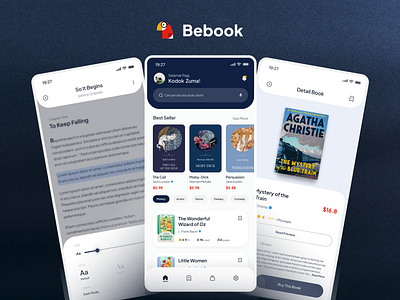 Bebook - Online Bookstore app book bookstore design graphic design logo mobile ui uiux ux