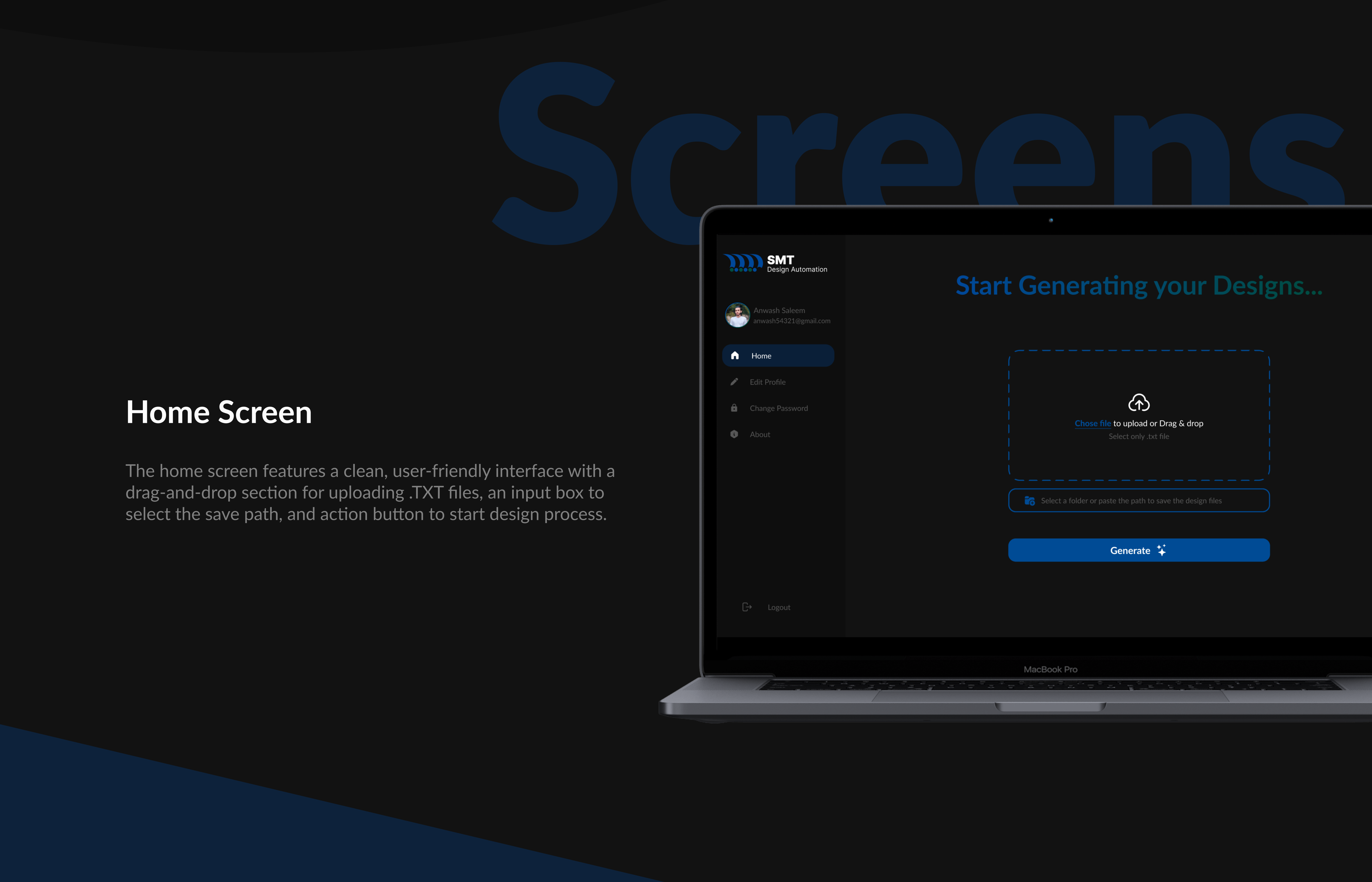 Desktop App UI about app change password complete app design design desktop app frame graphic design home home page navigation page screens sidebar sidebar navigation ui ux