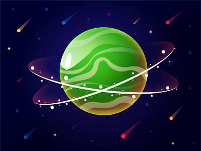 Planet cute gradient graphic design green illustration pictures planet stikers