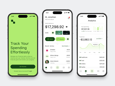 Personal Finance iOS App app bank cards chart clean design finance fireart green ui ux