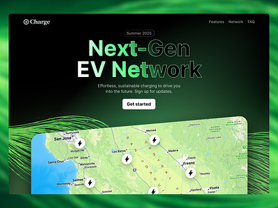 Charge Network Website charging ev landing page map web design website