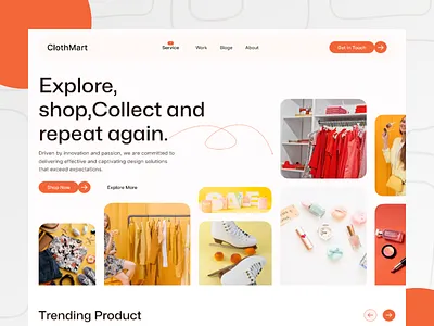 ClothMart - Explore the cloth empire. app design graphic design landing page landing page design logo shop landing page ui uiux user experience user experience design user interface user interface design ux website design website desing