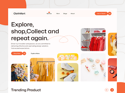 ClothMart - Explore the cloth empire. app design graphic design landing page landing page design logo shop landing page ui uiux user experience user experience design user interface user interface design ux website design website desing