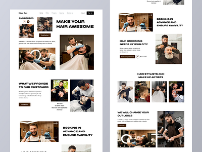 Hair Cut - Landing page 🔥 3d branding design graphic design hair cut illustration logo ui ux