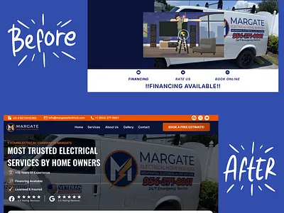Margate Electrical Service's Before & After branding design graphic design illustration logo ui ui design uiux web design webdesign website design websitedesign wordpress wordpress design wordpress website