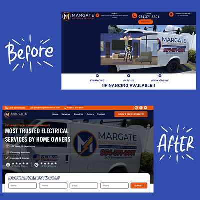 Margate Electrical Service's Before & After branding design graphic design illustration logo ui ui design uiux web design webdesign website design websitedesign wordpress wordpress design wordpress website