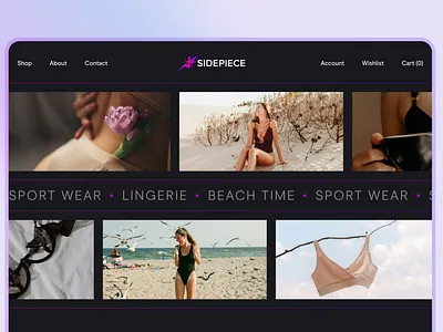 E-commerce | Home page | Online shop | Clothing beach wear buy cart clothes clothing concept design designinspiration ecommerce home page inspiration online shop sport wear swimsuit ui ux woman wear