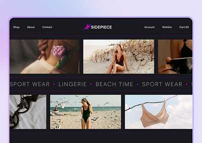 E-commerce | Home page | Online shop | Clothing beach wear buy cart clothes clothing concept design designinspiration ecommerce home page inspiration online shop sport wear swimsuit ui ux woman wear