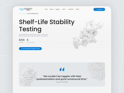 Laboratory Website Design | Services Section Layout blue clean concept design designinspiration home page inspiration laboratory product testing shelf life stability testing ui ux web design website white