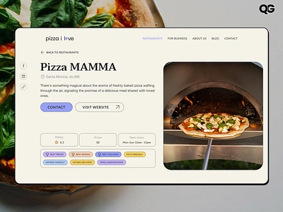 Pizzeria page | Rating & Review Platform | Website Design appdesign comments dailyui design illustration pizza pizzeria rating review tags uidesign userexperience userinterface uxdesign web website design