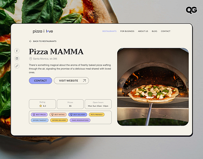 Pizzeria page | Rating & Review Platform | Website Design appdesign comments dailyui design illustration pizza pizzeria rating review tags uidesign userexperience userinterface uxdesign web website design