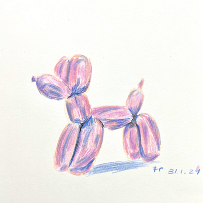 Balloon Puppy illustration traditional