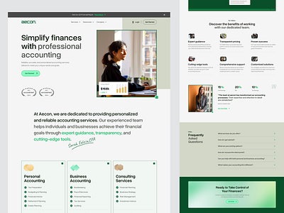 Aecon - Finance Accountant Landing Page design earthy finance green landing page professional ui website