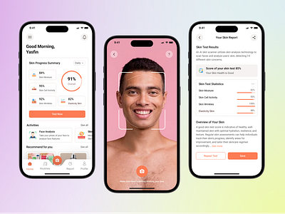 Skin Care App UIUX Design 3d animation app design branding design graphic design health app health care motion graphics product design skin care app skin test app ui ux