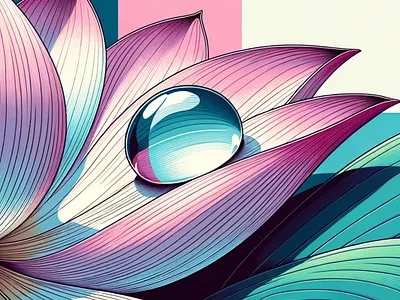 Lotus Droplet by Aravind Reddy Tarugu aravind art beauty clarity clean lines design detailed flat colors geometry illustration leaf lotus nature raindrop reddy serene stillness tarugu vector vibrant