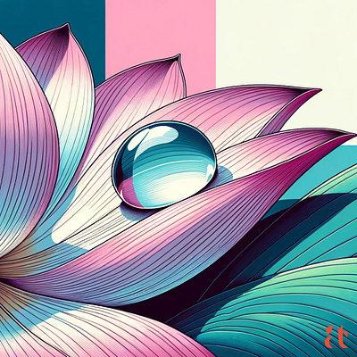 Lotus Droplet by Aravind Reddy Tarugu aravind art beauty clarity clean lines design detailed flat colors geometry illustration leaf lotus nature raindrop reddy serene stillness tarugu vector vibrant