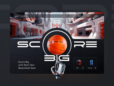 Next-Gen Basketball Gear Hero Section - Futuristic Design ball basketball basketball gear basketball website bold tagline cool ui creative concept futuristic design futuristic hero section hero section nba nba website next gen ui robo arm sci fi design sci fi ui sports design tech and sport ui design visual design