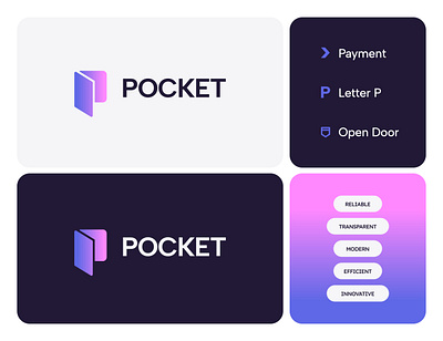 Pocket - Payment Company Logo #1 abstract brand identity gradient gradient logo letter letter p letter p logo letters logo logo design modern payment payment logo
