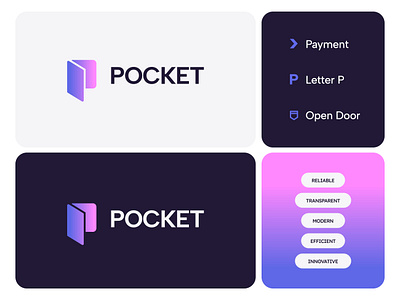 Pocket - Payment Company Logo #1 abstract brand identity gradient gradient logo letter letter p letter p logo letters logo logo design modern payment payment logo