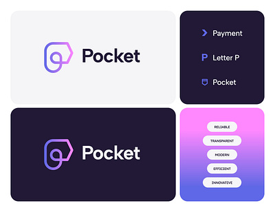 Pocket - Payment Company Logo #2 abstract brand identity gradient gradient logo letter letter logo letter p letter p logo letters logo logo design modern payment payment logo pocket pocket logo
