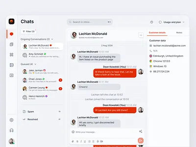 Live chat dashboard clean crm dashboard light mode live chat message ui