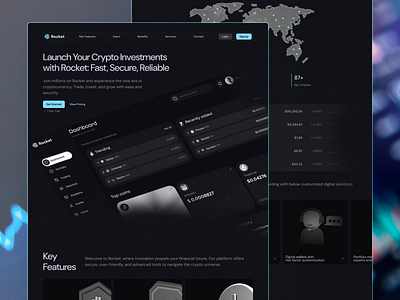 Crypto trading platform landing page crypto dark theme ui crypto ui dark theme ui dark theme web3 ui landing page ui ui web 3 dark theme web3 ui