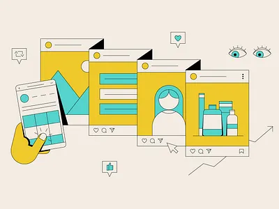 Social Media Strategy Header graphic design icons illustration vector