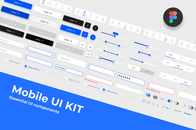 Mobile UI component Kit / Form builder elements blue butto clean components dashboard elements form form builder input boxes mobile mobile ui modern sliders text fields ui ui components ui design ui elements ui kit ux