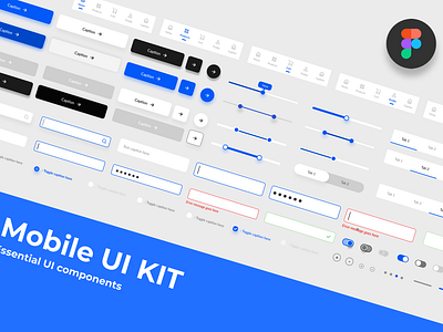 Mobile UI component Kit / Form builder elements blue butto clean components dashboard elements form form builder input boxes mobile mobile ui modern sliders text fields ui ui components ui design ui elements ui kit ux