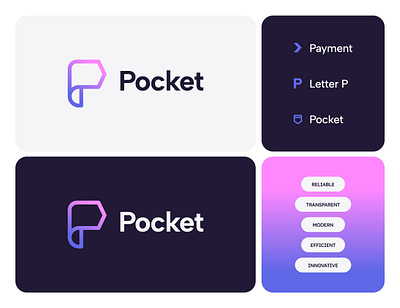 Pocket - Payment Company Logo #3 abstract brand identity gradient gradient logo letter letter logo letter p letters logo logo design modern p logo payment payment logo pocket pocket logo