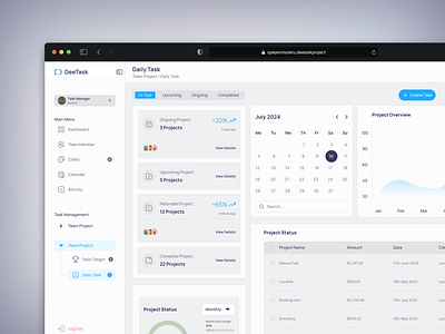 DeeTask dashboard product design saas ui