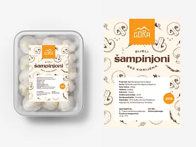 OPG Gora - Mushroom Logo + Label Design #1 brand identity champignons food label label design logo design modern mushroom label mushrooms mushrooms label product label