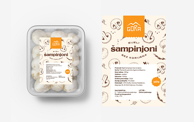 OPG Gora - Mushroom Logo + Label Design #1 brand identity champignons food label label design logo design modern mushroom label mushrooms mushrooms label product label