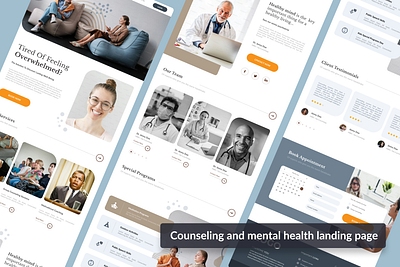 Counseling and mental health web landing page app counseling doctor elegant design find doctor health health care landing page medical mental health modern organic psychological ui ux web app web application web design web site