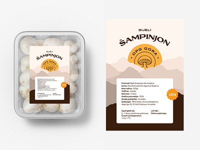 OPG Gora - Mushroom Logo + Label Design #3 brand identity champignon food label label label design logo logo design modern mushroom mushroom label mushrooms mushrooms label product label