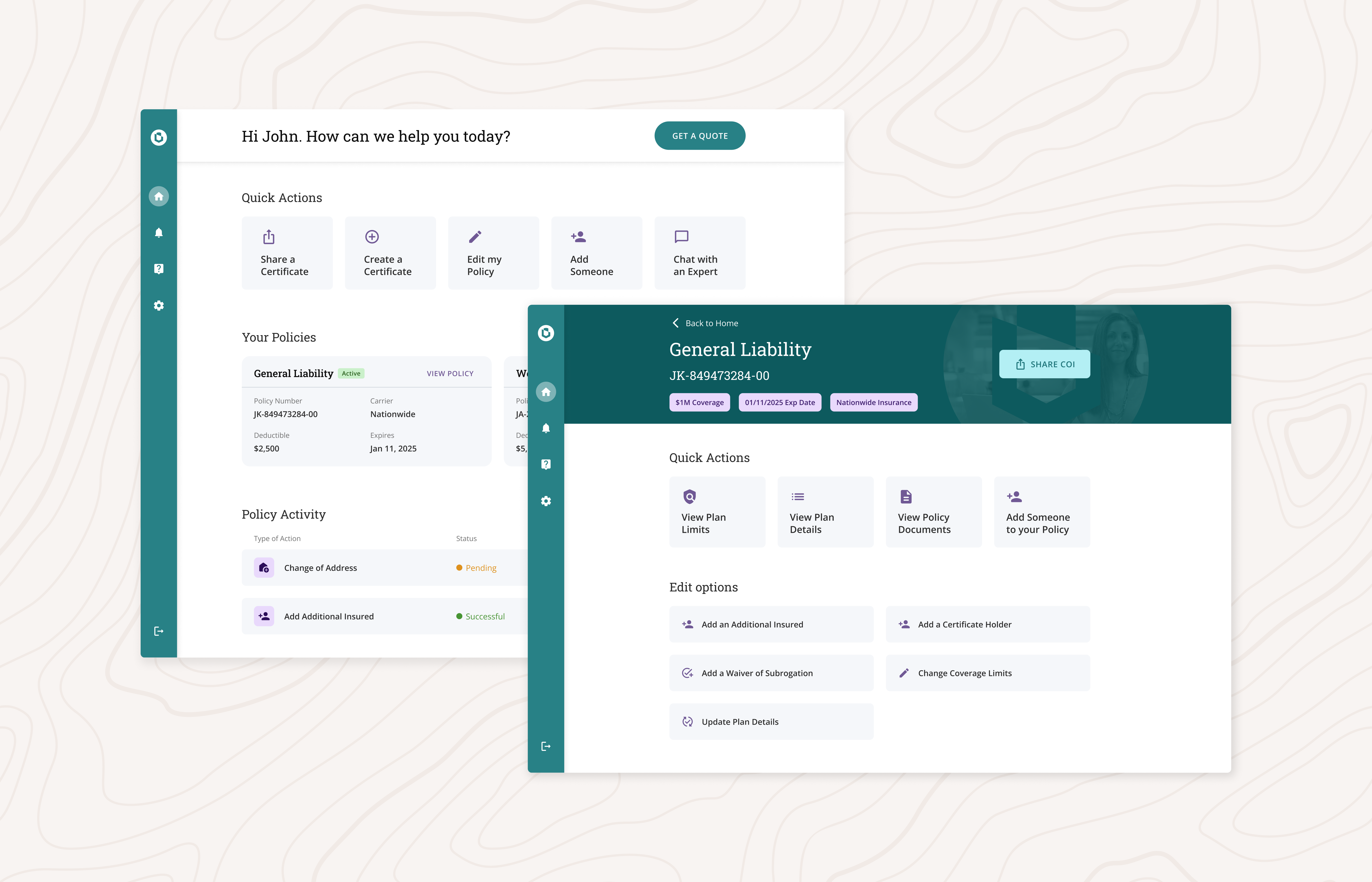 Managing Multiple Insurance Policies app branding business business insurance business owners dashboard design design system desktop figma insurance insurance industry insurance policies portal ui ux design