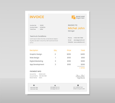 Minimalistic Invoice Design Template. invoice invoice design invoice design template invoices minimal invoice minimlaistic inovice simple invoice