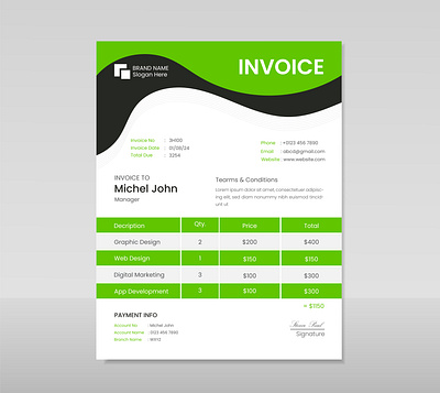 Modern Invoice Design Template. buisness invoice corporate invoice creative design invoice design invoice design template invoices modern invoice simple and modern invoice