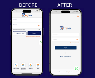 myABL Login Screen Audit and Redesign graphic design ui