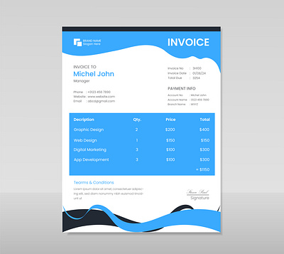 Modern and Clean Invoice Design. corporate invoice design creative invoice design invoice design invoice design template invoices modern invoice modern invoice design tmeplate