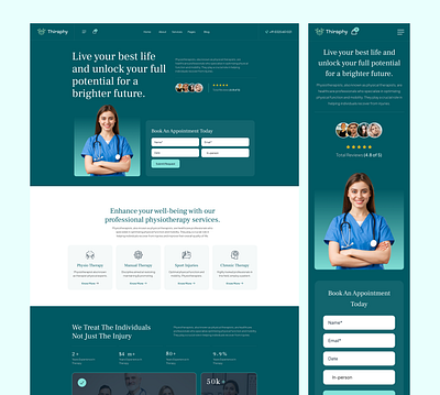 Physiotherapy Responsive Landing Page 3d animation graphic design health service medical motion graphics physiotherapy rehabilitation center therapy therapy clinic ui ui design uiux