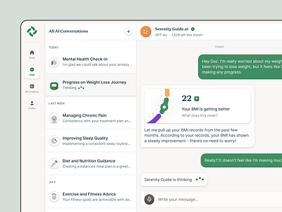 MediCare - Wellness AI Assistant ai app assistant chart chat clean design desktop healthcare medical ui wellness