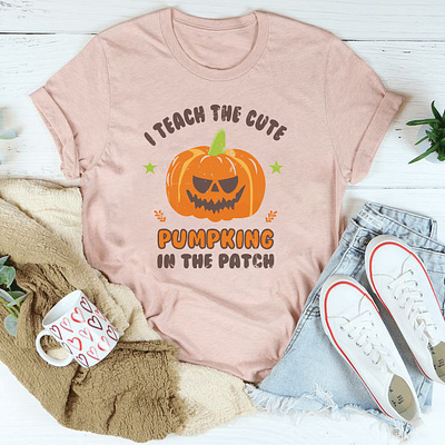 I Teach the Cutest Pumpkins in the Patch T-Shirt design girl tshirt graphic design halloween halloween tshirt hridaydas99 illustration tshirt design