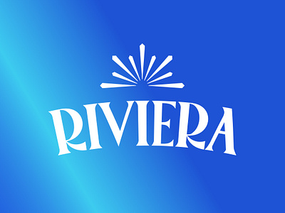 Riviera Gin - Logo Design #3 brand identity gin gin logo letter letters logo logo design riviera sun logo sun rays text logo wordmark wordmark logo